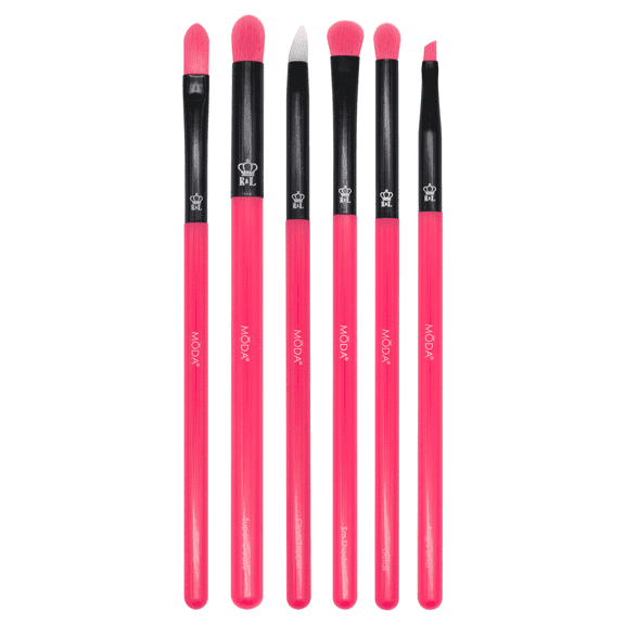 Moda Neon Pink 6 Piece Eye Makeup Brush Kit