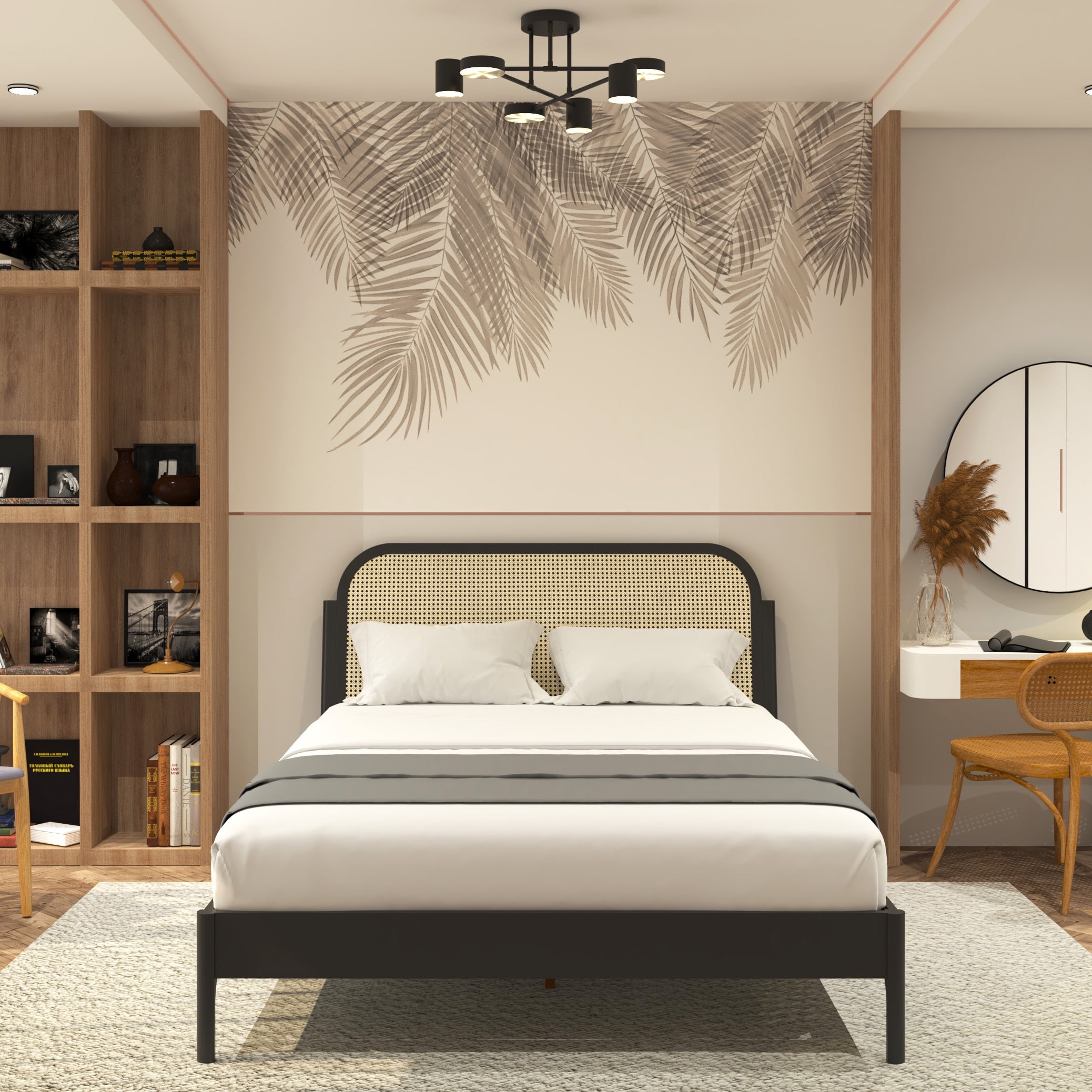 Bohemian wood platform bed deals