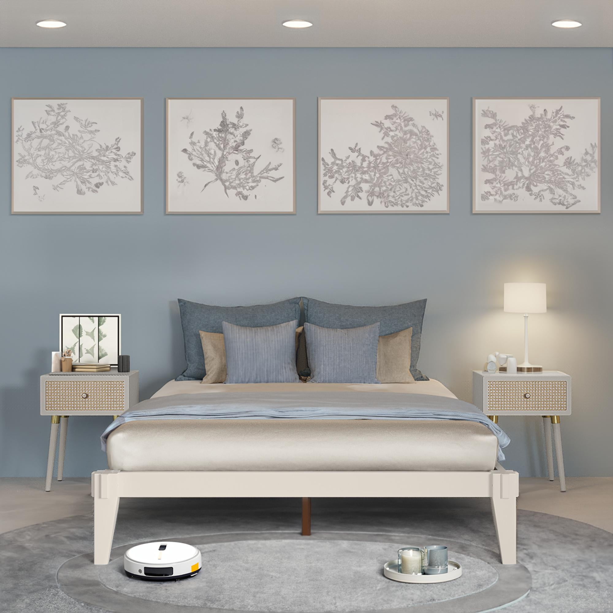 BME Caroline 14" Queen Platform Bed Frame, No Headboard, Modern, Solid ...