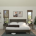 thumbnail image 1 of Dalen 45" King Bed Frame, Adjustable Headboard, Mid-Century, Solid Wood, Mocha, 1 of 21