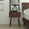 thumbnail image 1 of Dalen Nightstand, Mid-Century Style, Solid Wood Side Table, Walnut, 1 of 17
