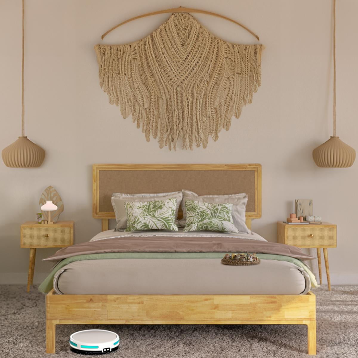 BME Grace Queen Size Bed Frame, Adjustable Headboard, Bohemian Style ...