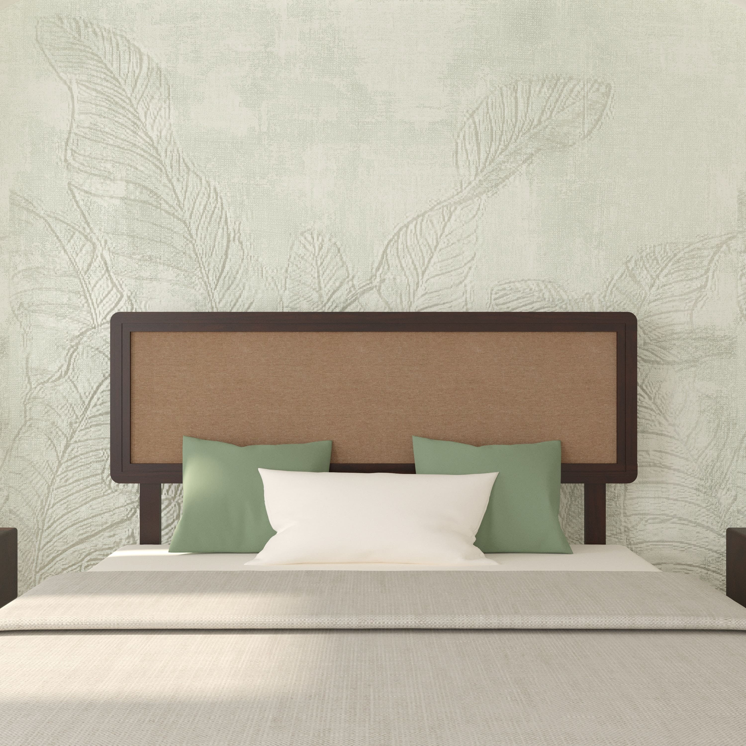 Grace Queen Size Headboard, Bohemian, Solid Wood, Walnut