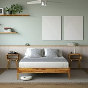 BME Keelin 15" Platform Bed Frame Queen, Modern, Solid Wood Bed, Caramel