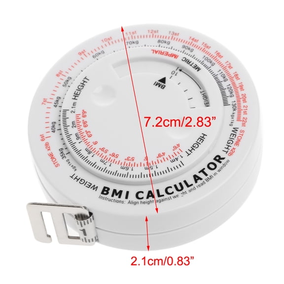 BMI Body Mass Retractable Tape 150cm Measure Calculator Diet Weight Loss