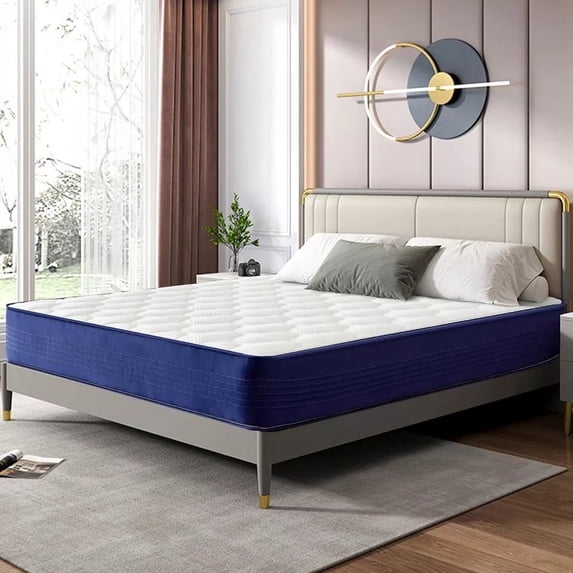 BMMB 10" King Individual Coils Spring High Density Gel Memory Foam Hydrid Mattress Anti-Fire
