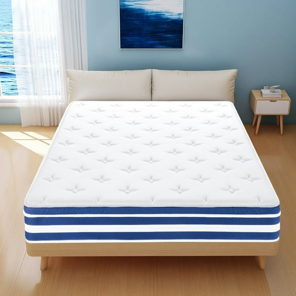 BMMB 10 In Pocket Spring Wrapped Coils Memory Gel Foam Mattress Medium-firm Motion Isolation Highly Breathable Cooling Fresh Relieve Pressure Bed Mattress Twin Hydrid Durable Mattress