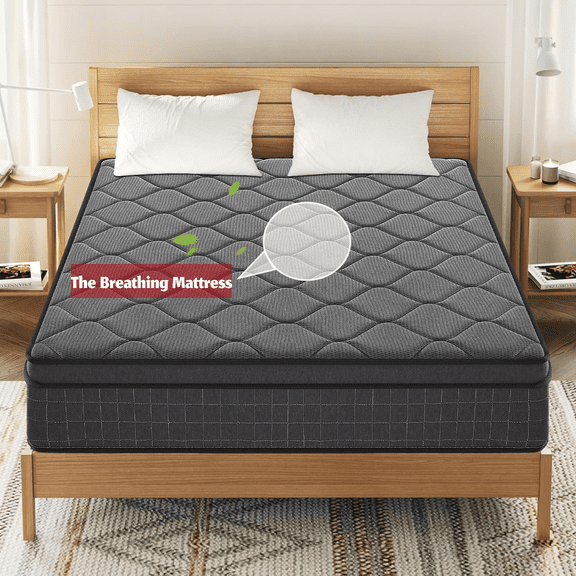 BMMB 10" Queen Breathable Durable Support Hybrid Mattress Memory Foam Pocketed Coils Springs