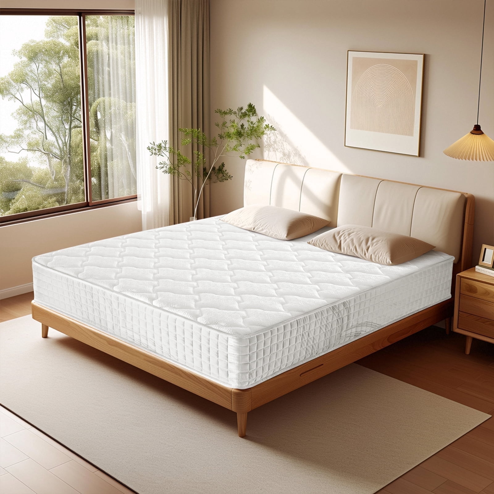 BMMB 10" Fresh Breathing King Size Medium Firm Adult Kids Supportive Hybrid Mattress 3 Zone Design Breathable Durable Comfortable Cover