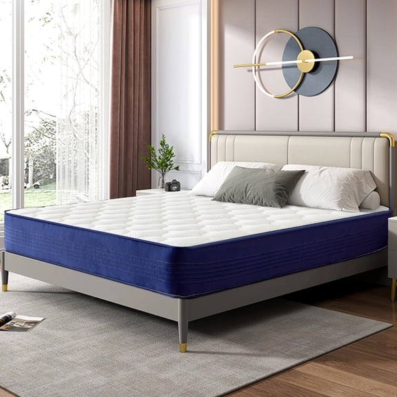 BMMB 12" Full Individual Coils Spring King High Density Gel Memory Foam Mattress Anti-Fire