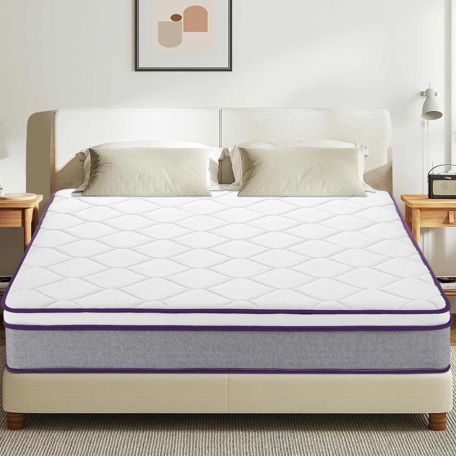 BMMB 12 Inch Queen Size Premium Memory Foam High Quality Pocket Coils Mattress Medium Firm High Breathable Zero Pressure Cooling Night Sleep