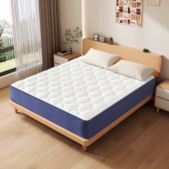 BMMB 12" King Individual Coils Spring King High Density Gel Memory Foam Mattress Anti-Fire