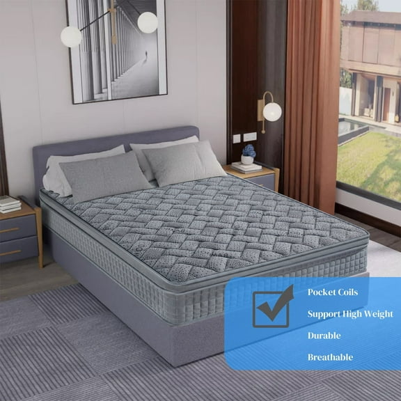 BMMB 12" Twin Gel Memory Foam Innerspring Hybrid Mattress High Breathable In A Box