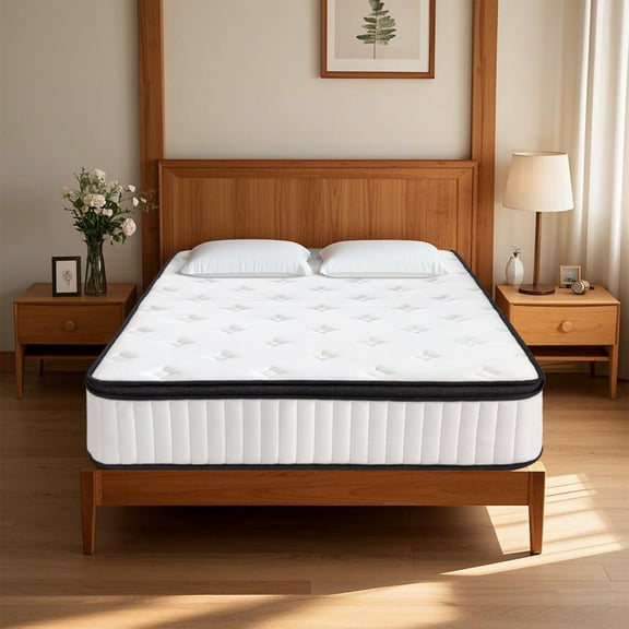 BMMB 12 in Hybrid Innerspring Memory Foam Mattress Twin Size for Pressure Relief Supportive Bottom, Soft Fabric Surface CertiPUR-US