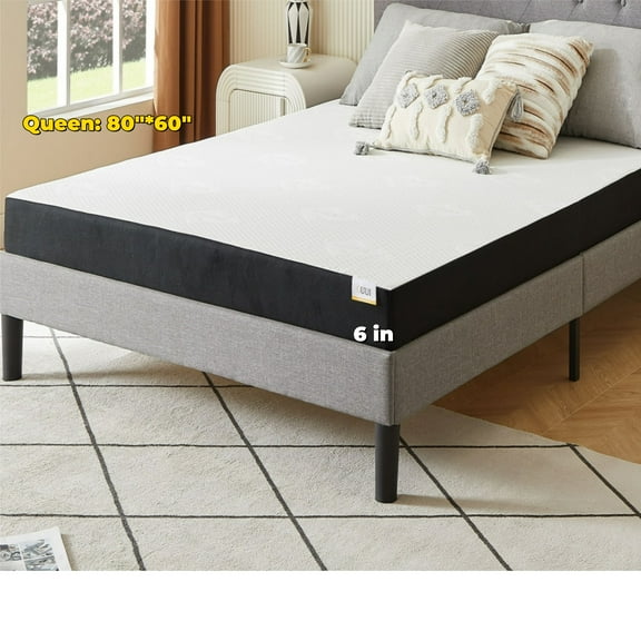 BMMB 6 inch Medium-Firm Memory Foam Mattress Waterproof Cover Queen for Adult CertiPUR-US Certified