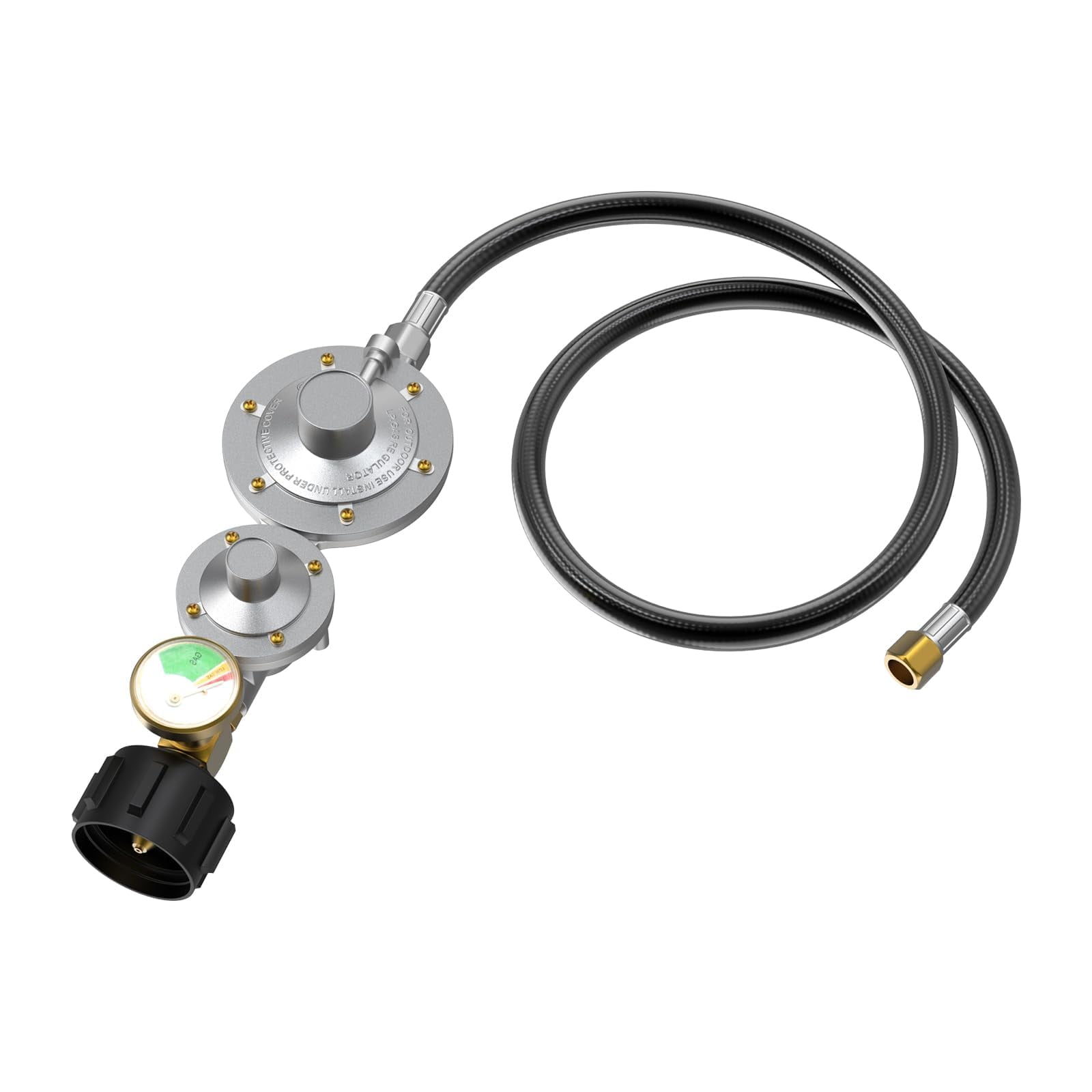 BMMXBI 5 FT Two-Stage Propane Regulator Horizontal with Gauge and QCC 2 ...
