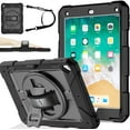 thumbnail image 1 of BMOUO BMOUO Case for iPad 6th/5th Generation Case (9.7 inch, 2018/2017), 360°Rotating Stand, Hand/Shoulder Strap Shockproof iPad 9.7” Case for iPad Air 2, Black, 1 of 9