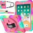 thumbnail image 1 of BMOUO BMOUO Case for iPad 6th 5th Generation Case, iPad 9.7 Case 2018/2017, 3 Layer Shockproof [360 Swivel Stand][Hand Strap][Pencil Holder] Kids Case for iPad 6th 5th Gen, Rose, 1 of 8