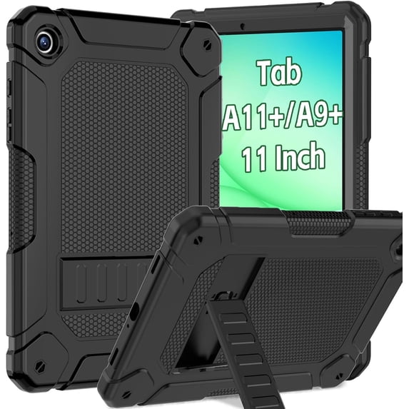BMOUO Case for Samsung Galaxy Tab A11+ Plus 11" 2026 / Tab A9+ Plus 11 Inch 2023, Heavy Duty Shockproof Protective Case Cover with Kickstand , Black