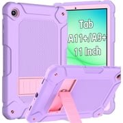 BMOUO Case for Samsung Galaxy Tab A11+ Plus 11" 2026 / Tab A9+ Plus 11 Inch 2023, Heavy Duty Shockproof Protective Case Cover with Kickstand , Purple+Pink