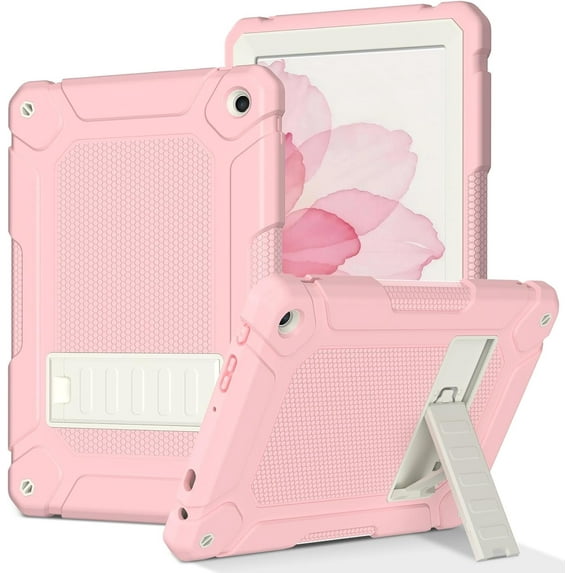 BMOUO Case for All-New Amazon Fire HD 10 Tablet (13th Generation 10.1", 2023 Release), Layer Duty Shockproof Rugged Case with Kickstand, Pink