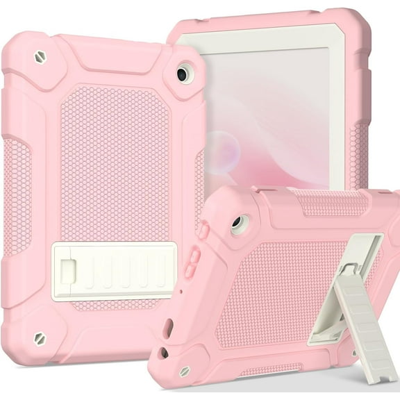 BMOUO Case for All-New Amazon Fire HD 8 & HD 8 Plus Tablet (Only 12th Gen,2024/2022), Layer Duty Shockproof Rugged Case with Kickstand, Pink