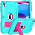 thumbnail image 1 of BMOUO Case for iPad (A16) 11th Generation 11 Inch 2025/iPad 10th Generation 10.9" 2022 - with Kickstand & Pencil Holder, Heavy Duty Shockproof Protective iPad 11th 10th Generation Case, Rose+Teal, 1 of 7