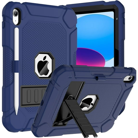 BMOUO Case for iPad (A16) 11th Generation 11 Inch 2025/iPad 10th Generation 10.9" 2022 - with Kickstand & Pencil Holder, Heavy Duty Shockproof Protective iPad 11th 10th Generation Case, Navy Blue