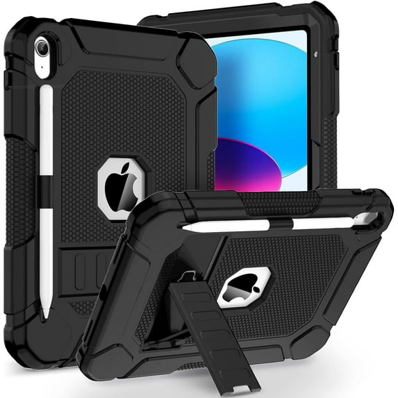 BMOUO Case for iPad (A16) 11th Generation 11 Inch 2025/iPad 10th Generation 10.9" 2022 - with Kickstand & Pencil Holder, Heavy Duty Shockproof Protective iPad 11th 10th Generation Case, Black