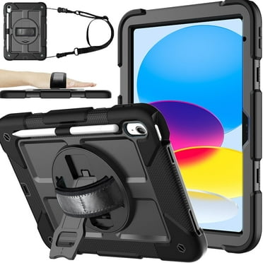 BMOUO Case for iPad (A16) 11th Generation 11" 2025/iPad 10th Generation 10.9 inch 2022, 360 Rotating Stand & Pencil Holder & Hand & Shoulder Strap Shockproof iPad 11th/10th Generation Case, Black