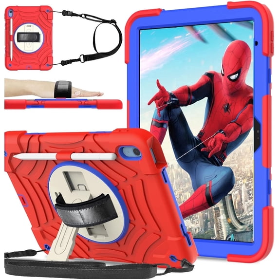 BMOUO Case for iPad 11th Generation (A16) 11 Inch 2025 / iPad 10th Generation 10.9" 2022 Protective Case with Screen Protector 360°Rotating Stand and Hand / Shoulder Strap, Red