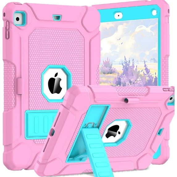 BMOUO Case for iPad 6th 5th Generation (9.7 inch, 2018/2017), Shockproof Protective iPad 9.7 Case with Built-in Stand/Pencil Holder for iPad 6th/5th Gen, Air 2,Light Pink