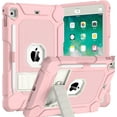 thumbnail image 1 of BMOUO Case for iPad 6th 5th Generation (9.7 inch, 2018/2017), Shockproof Protective iPad 9.7 Case with Built-in Stand/Pencil Holder for iPad 6th/5th Gen, Air 2, Pink, 1 of 7