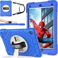 thumbnail image 1 of BMOUO Case for iPad 9.7 2018/2017/iPad Air 2-Built-in Screen Protector 360 Rotating Stand & Hand & Shoulder Strap Kids Case for iPad 9.7 Inch 2018 (6th Generation)/2017 (5th Generation)/Air 2, Blue, 1 of 8