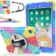 thumbnail image 1 of BMOUO Case for iPad 9.7 2018/2017/iPad Air 2-Built-in Screen Protector 360 Rotating Stand & Hand & Shoulder Strap Kids Case for iPad 9.7 Inch 2018 (6th Generation)/2017 (5th Gen)/Air 2, Colorful, 1 of 8