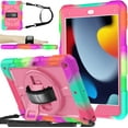 thumbnail image 1 of BMOUO Case for iPad 9th Generation Case, iPad 8th/7th Generation Case, iPad 10.2 Case, Shockproof Rotating Stand Hand Strap Kids Case for iPad 10.2" 2021/2020/2019 - Rose, 1 of 9