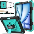 thumbnail image 1 of BMOUO Case for iPad Air 11 Inch M4 (2026) / M3 (2025) / M2 (2024),iPad Air 5th / 4th Generation 10.9 Inch Protective Case Cover with 360°Rotating Stand and Hand / Shoulder Strap, Cyan, 1 of 8