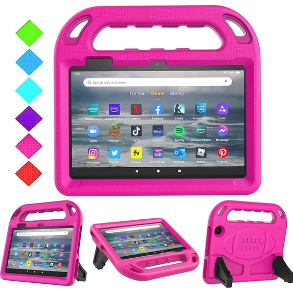 BMOUO Kids Case for Fire 7 Tablet (12th Generation,2022 Release), Fire 7 Tablet Case, Fire 7 2022 Case, Shockproof Handle Stand Kids Case for Amazon Fire 7 Tablet 2022 Latest Model 7", Rose