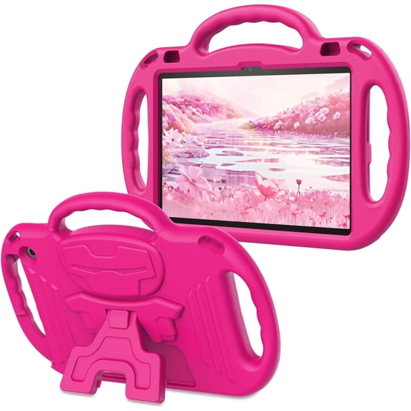 BMOUO Kids Case for Fire HD 10 & Fire HD 10 Plus Latest Model Tablet (13th/11th Generation 2023/2021 Release), with Shoulder Strap, Lightweight Shockproof Handle, Blue, Rose