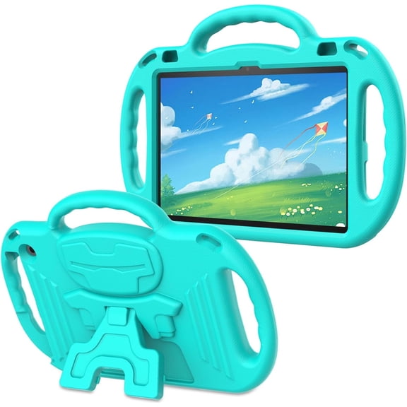 BMOUO Kids Case for Fire HD 10 & Fire HD 10 Plus Latest Model Tablet (13th/11th Generation 2023/2021 Release), with Shoulder Strap, Lightweight Shockproof Handle, Blue, Cyan