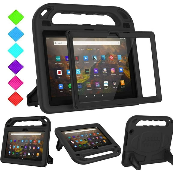 BMOUO Kids Case for Fire HD 10 & Fire HD 10 Plus Tablet (13/11th Generation , 2023/2021 Release), with Screen Protector, Shockproof Handle Stand Case for Fire HD 10 Tablet & Fire HD 10 Plus, Black
