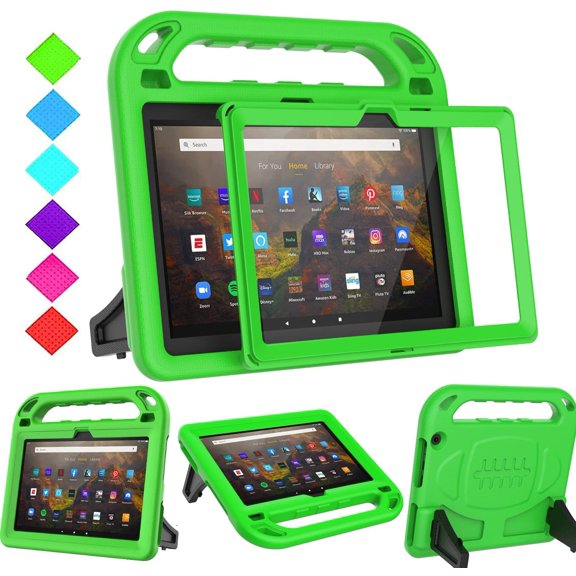 BMOUO Kids Case for Fire HD 10 & Fire HD 10 Plus Tablet (13/11th Generation , 2023/2021 Release), with Screen Protector, Shockproof Handle Stand Case for Fire HD 10 Tablet & Fire HD 10 Plus, Green