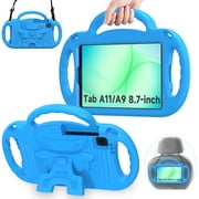 BMOUO Kids Case for Samsung Galaxy Tab A11 8.7 Inch 2025 / A9 8.7" 2023 / A7 Lite 8.7  2021, with Shoulder Strap Lightweight, Shockproof Handle Stand Protective Cover, Blue
