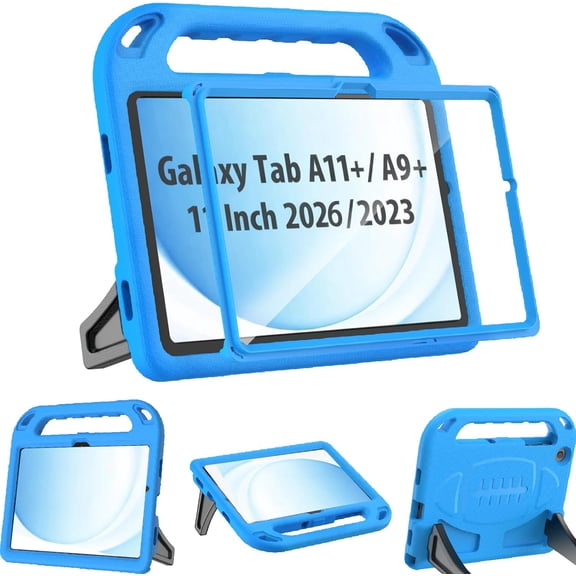 BMOUO Kids Case for Samsung Galaxy Tab A11 Plus 11” 2026/A9 Plus 11 Inch 2023, with Screen Protector, Shockproof Lightweight Stand Handle Samsung Galaxy Tab A11 Plus/A9 Plus Case for Kids, Blue