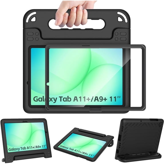 BMOUO Kids Case for Samsung Galaxy Tab A11+ Plus 11 Inch 2026/ A9+ Plus 2023 with Built-in Screen Protector, Light Weight Shock Proof Handle Stand Cover for Galaxy Tab A11 Plus/A9 Plus ,Black