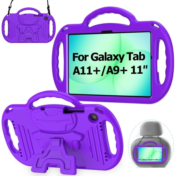 BMOUO Kids Case for Samsung Galaxy Tab A11+ Plus 11" 2026 / A9+ Plus 11 Inch 2023, with Strap, Shockproof Lightweight Handle Stand with Lanyard For Kids , Purple