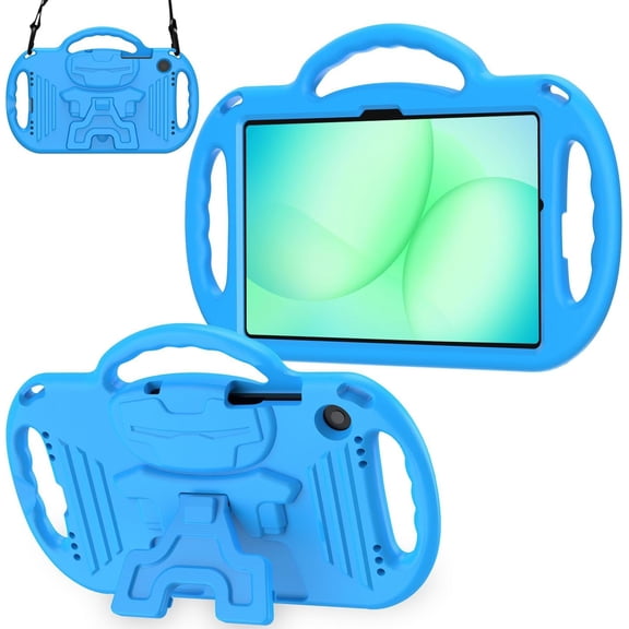 BMOUO Kids Case for Samsung Galaxy Tab A11+ Plus 11" 2026 / A9+ Plus 11 Inch 2023, with Strap, Shockproof Lightweight Handle Stand with Lanyard For Kids , Blue