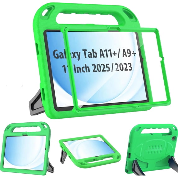 BMOUO Kids Case for Samsung Galaxy Tab A11+ Plus 11” 2026/A9+ Plus 11 Inch 2023, with Screen Protector, Shockproof Lightweight Stand Handle Samsung Galaxy Tab A11 Plus/A9 Plus Case for Kids, Green