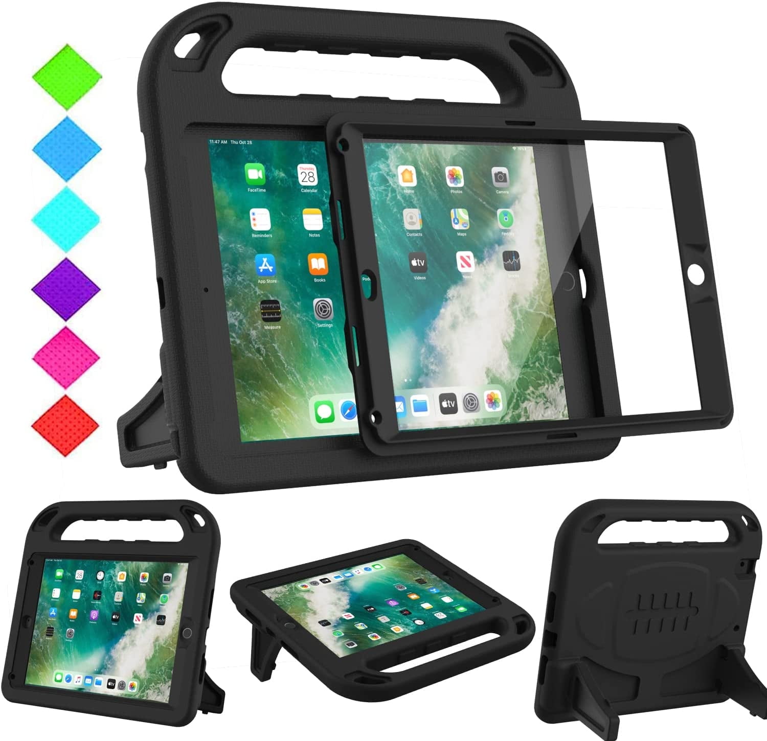 BMOUO キッズケース iPad 9.7 2018/2017用 - 内蔵スクリーンプロテクター耐衝撃軽量ハンドル コンバーチブルスタンドケース Ap | BMOUO キッズケース iPad 9.7 2018⁄2017⁄iPad Air 2⁄1⁄Pro