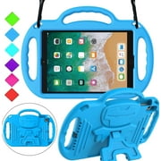 BMOUO Kids Case for iPad 9.7 inch 2018/2017 (6th/5th Generation), iPad Air 2 / Air 1 / Pro 9.7 Protective Case with Shoulder Strap Handle Stand for iPad 6th/5th Gen iPad Air 2 / Air 1 / Pro 9.7, Blue